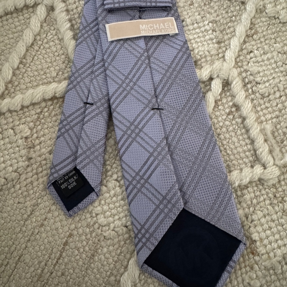Michael Kors Elegant Gray Checkered Tie